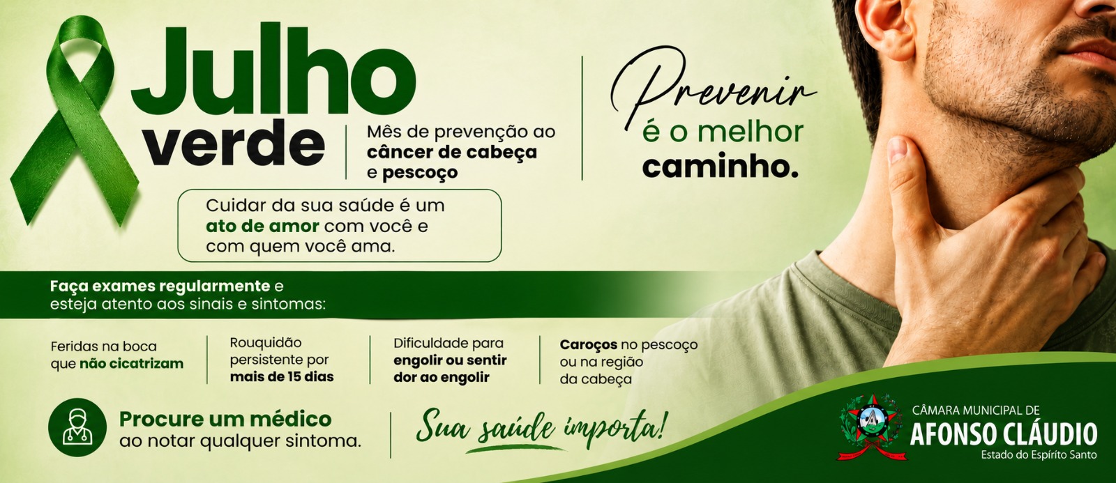 Julho Verde - Mês de Prevenção ao Câncer de Cabeça e Pescoço